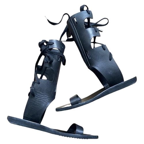Pre-owned Rick Owens Leather Sandal In Black