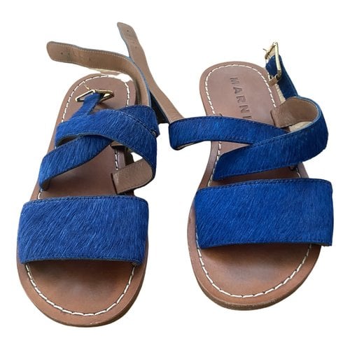 Pre-owned Marni Pony-style Calfskin Sandal In Blue