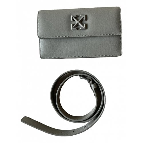 Pre-owned Off-white Leather Clutch Bag In Grey