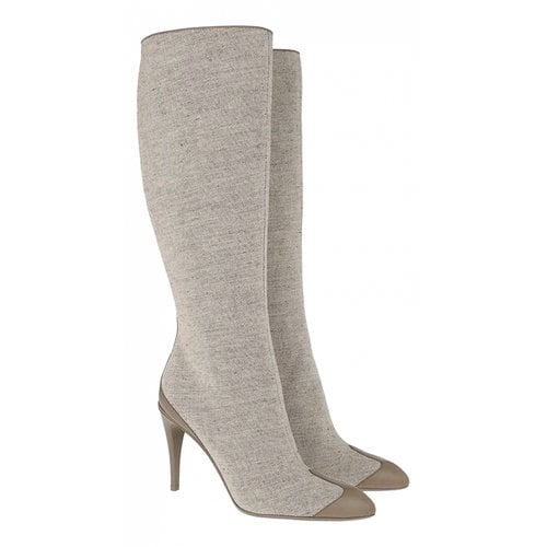 Pre-owned Max Mara Cloth Boots In Beige