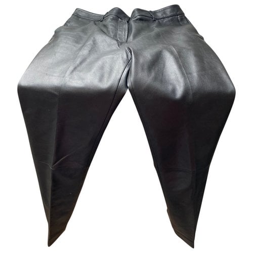 Pre-owned Victoria Beckham Leather Slim Pants In Black
