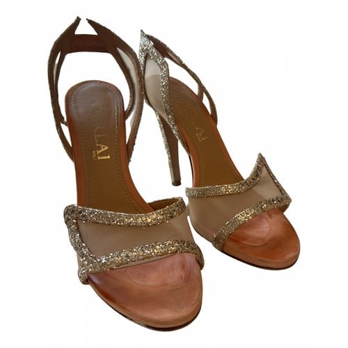 Pre-owned Aperlai Leather Sandal In Gold