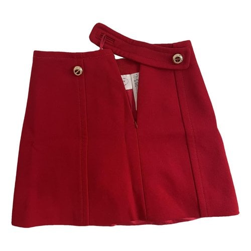 Pre-owned Prada Wool Mini Skirt In Red