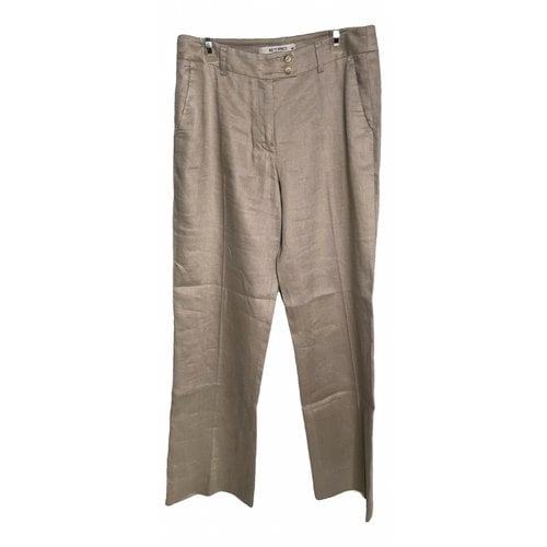 Pre-owned Etro Linen Straight Pants In Beige