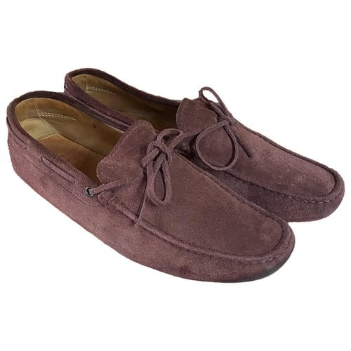 Pre-owned Tod's Gommino Flats In Burgundy