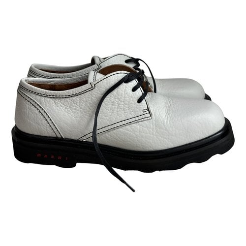 Pre-owned Marni Leather Lace Ups In White