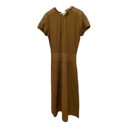 Pre-owned Agnona Silk Mid-length Dress In Brown