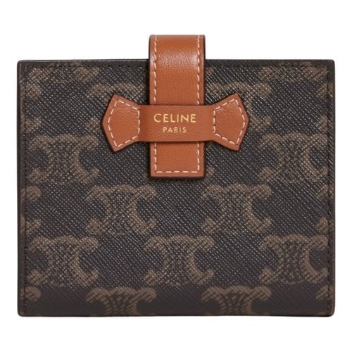 Pre-owned Celine Triomphe Leather Wallet In Multicolour