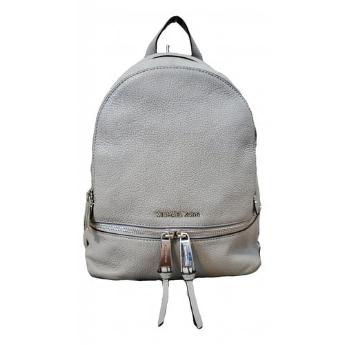 Pre-owned Michael Kors Leather Backpack In Grey