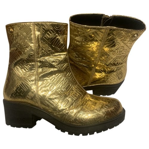 Pre-owned Moschino Leather Boots In Gold