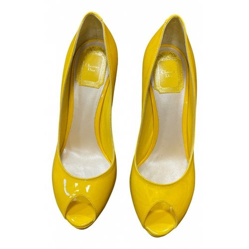 Pre-owned Dior D-stiletto Patent Leather Heels In Yellow