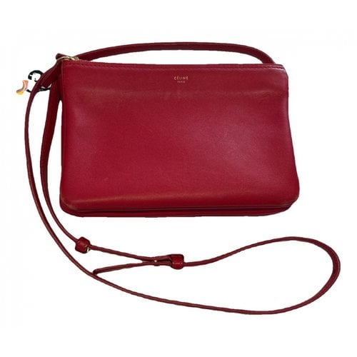 Pre-owned Celine Leather Clutch Bag In Red