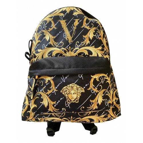 Pre-owned Versace Backpack In Black