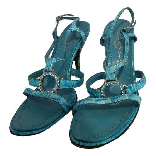 Pre-owned Casadei Leather Sandals In Turquoise