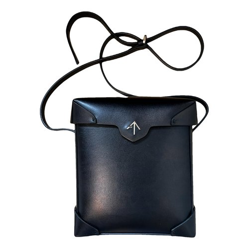 Pre-owned Manu Atelier Mini Pristine Leather Crossbody Bag In Black
