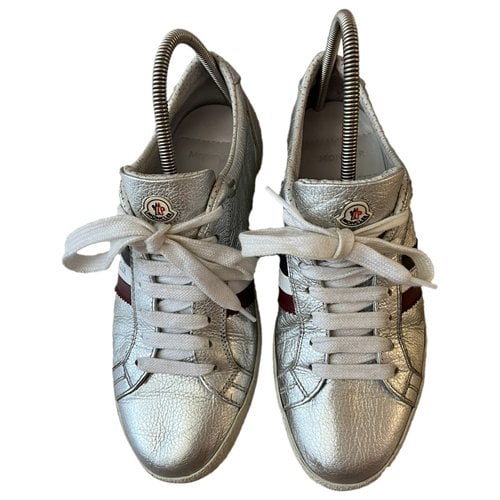 Pre-owned Moncler Leather Trainers In Metallic