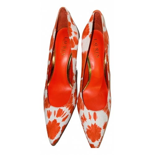 Pre-owned Lauren Ralph Lauren Exotic Leathers Heels In Orange