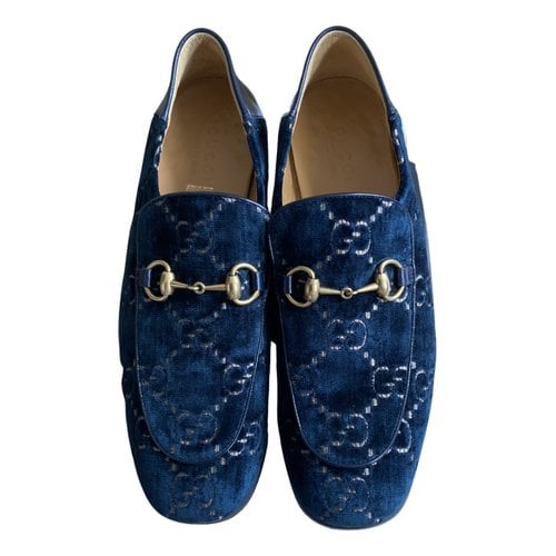 Pre-owned Gucci Velvet Flats In Blue