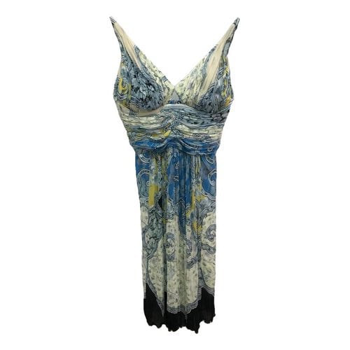 Pre-owned Roberto Cavalli Linen Mid-length Dress In Blue