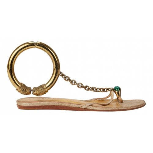 Pre-owned Alexander Mcqueen Leather Flats In Gold