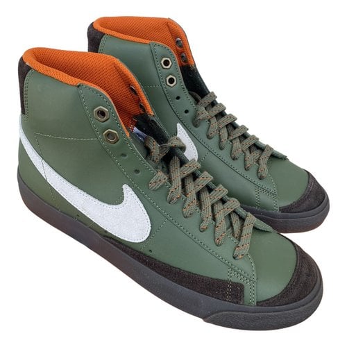 Pre-owned Nike Blazer Leather High Trainers In Green