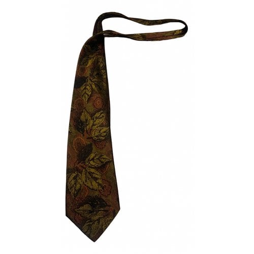 Pre-owned Roccobarocco Silk Tie In Gold