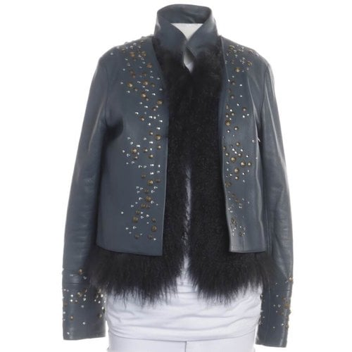 Pre-owned Chloé Leather Biker Jacket In Blue
