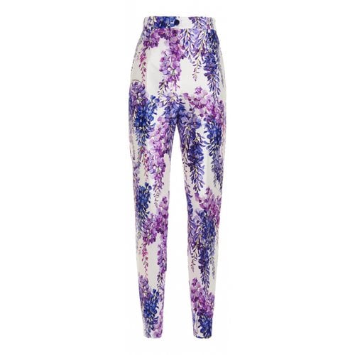 Pre-owned Dolce & Gabbana Silk Straight Pants In Purple