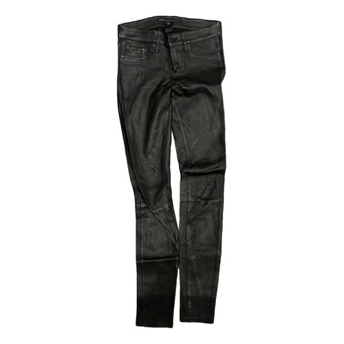 Pre-owned Marc By Marc Jacobs Leather Straight Pants In Black