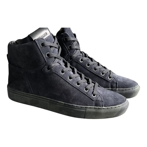 Pre-owned Allsaints High Trainers In Navy
