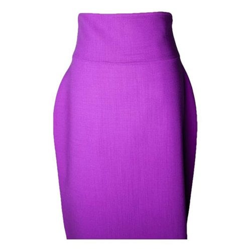 Pre-owned Oscar De La Renta Wool Skirt In Purple