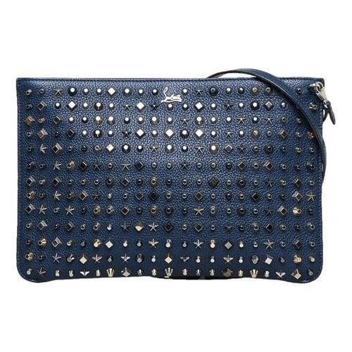 Pre-owned Christian Louboutin Leather Clutch Bag In Blue