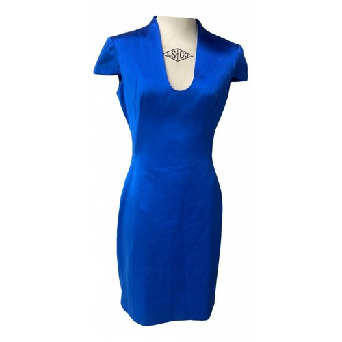 Pre-owned Alexander Mcqueen Silk Mid-length Dress In Blue