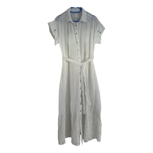 Pre-owned 120% Lino Linen Mid-length Dress In White