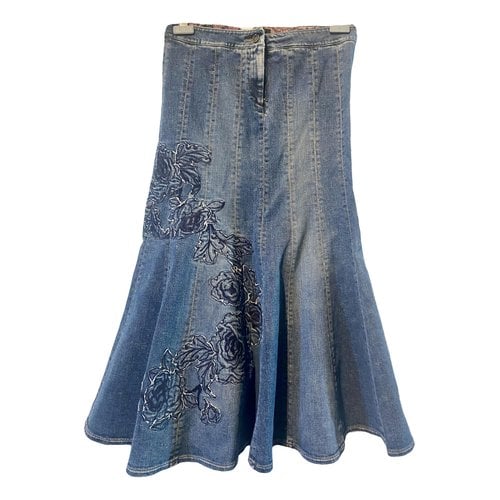 Pre-owned Roberto Cavalli Maxi Skirt In Blue