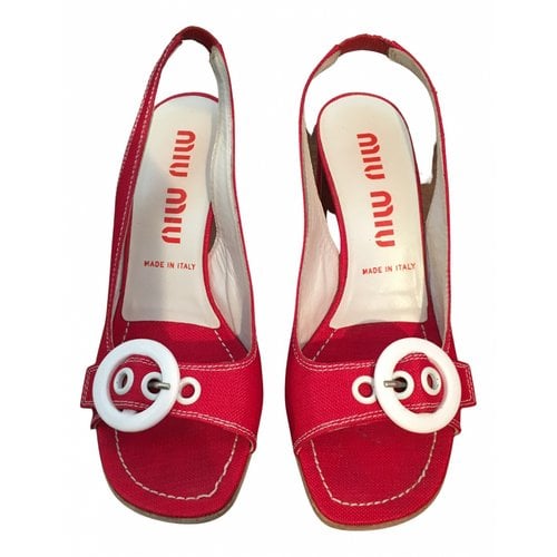 Pre-owned Miu Miu Cloth Sandals In Red