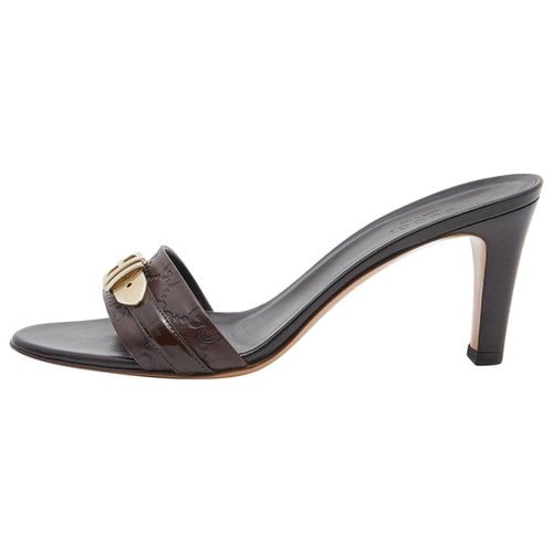 Pre-owned Gucci Patent Leather Sandal In Brown