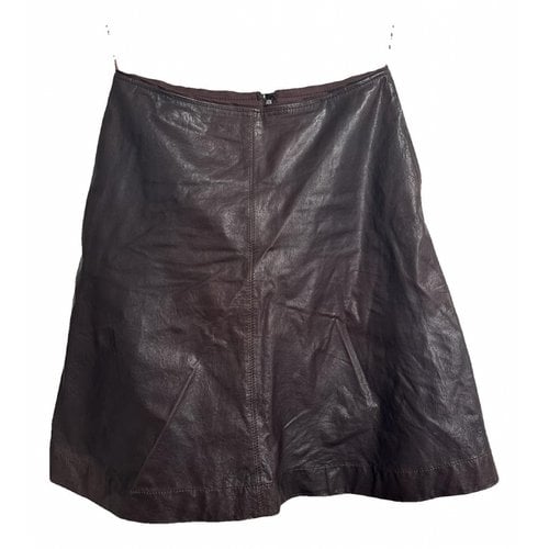 Pre-owned Lanvin Leather Mid-length Skirt In Burgundy