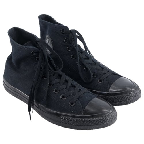 Pre-owned Converse Cloth High Trainers In Black