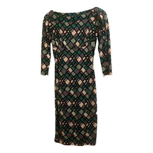 Pre-owned Diane Von Furstenberg Silk Mid-length Dress In Green