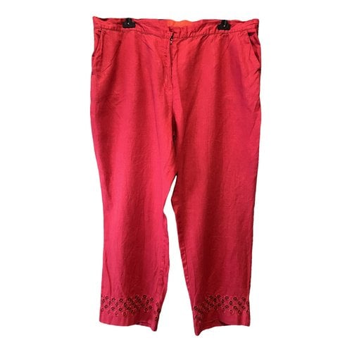 Pre-owned Elena Miro' Linen Straight Pants In Red
