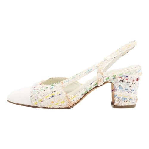 Pre-owned Chanel Slingback Tweed Sandal In Multicolour