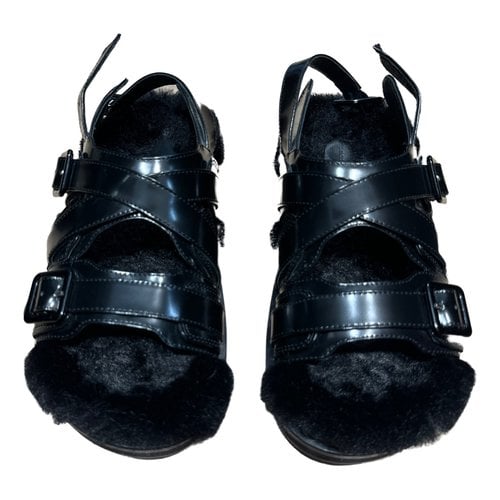 Pre-owned Simone Rocha Faux Fur Open Toe Boots In Black