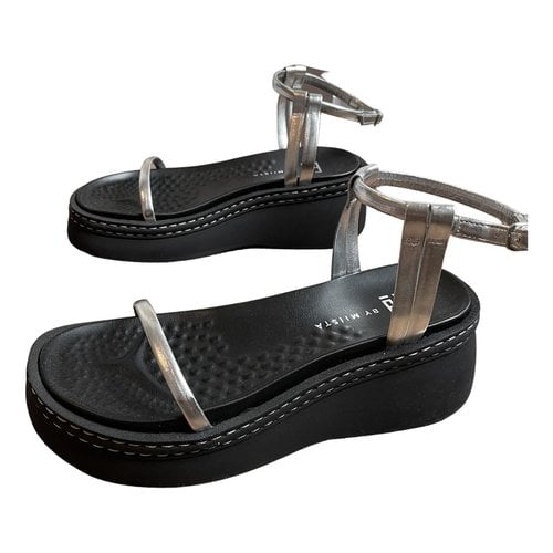 Pre-owned Miista Leather Sandal In Silver
