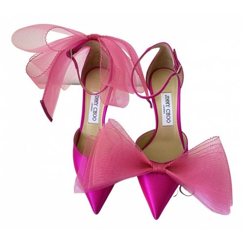 Pre-owned Jimmy Choo Averly Fabric Heels In Pink