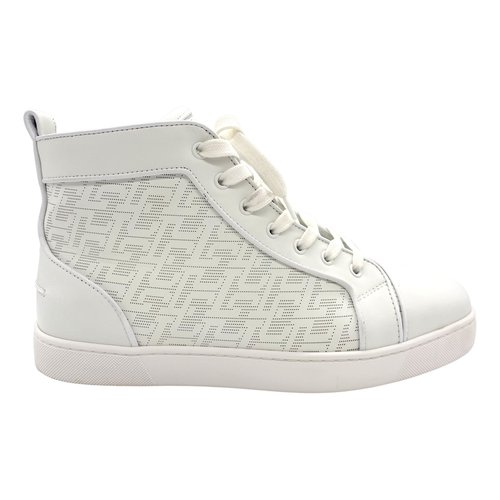 Pre-owned Christian Louboutin Louis Leather High Trainers In White
