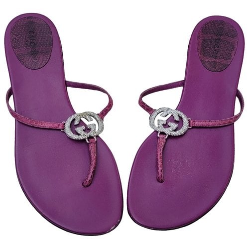 Pre-owned Gucci Leather Flats In Purple
