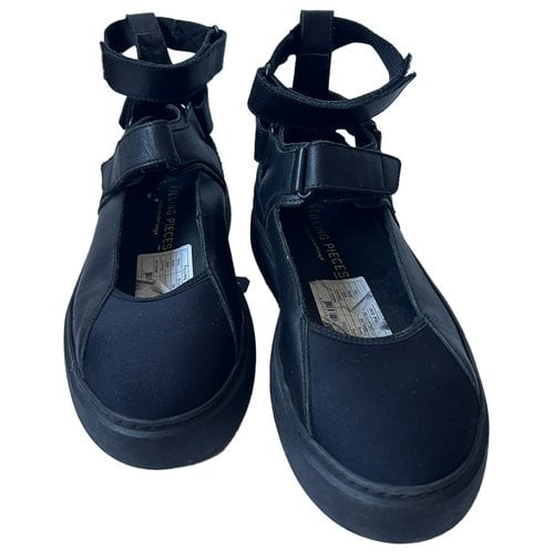 Pre-owned Filling Pieces Leather Flats In Black