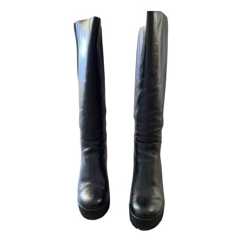 Pre-owned Pollini Leather Boots In Black
