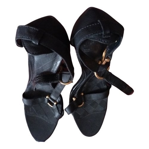 Pre-owned Burberry Leather Sandals In Black